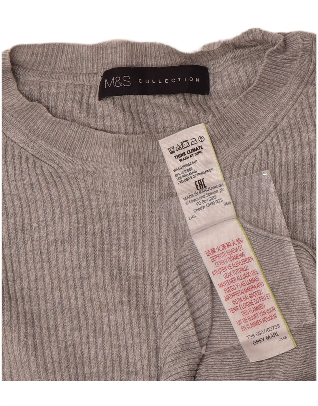 Marks & Spencer Jersey de cuello redondo para mujer UK 42 Viscosa gris medio
