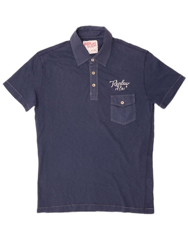 Replay Polo Hombre Algodón Azul Marino Mediano