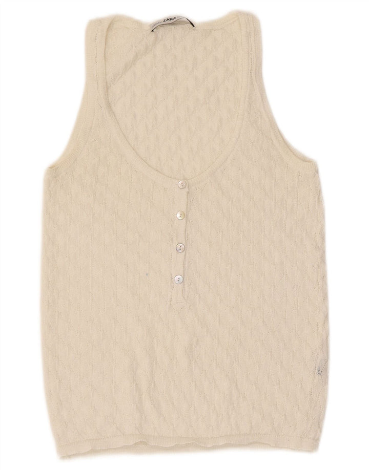 Zara Mujer Chaleco Top UK 8 Small Beige