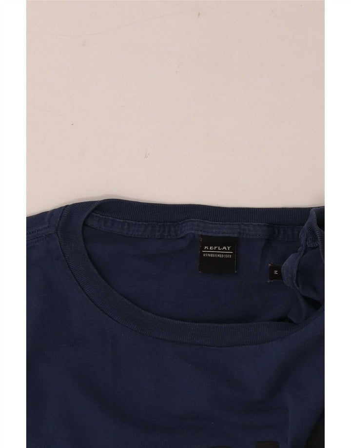 Replay Camiseta con gráfico regular para hombre Top mediano azul marino