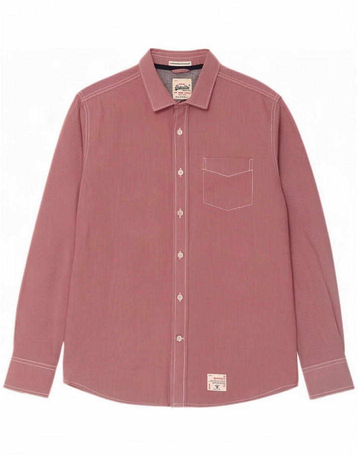 Camisa Superdry para hombre de algodón a cuadros rojo medio