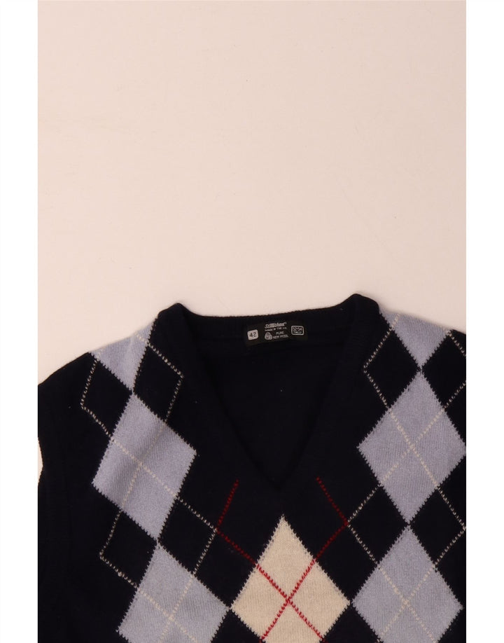 ST MICHAEL Camiseta sin mangas para hombre IT 52/54 Grande Azul marino Argyle/Diamante