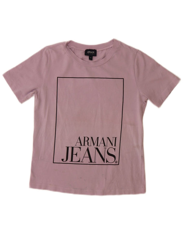 ARMANI JEANS Camiseta gráfica para mujer Top EU 36 Small Púrpura