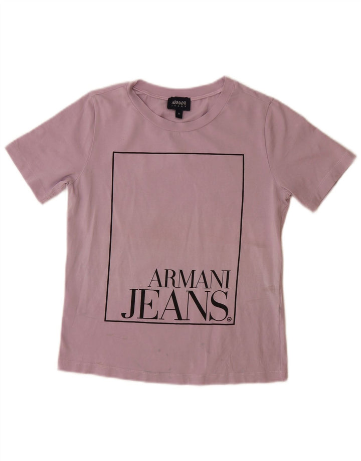 ARMANI JEANS Camiseta gráfica para mujer Top EU 36 Small Púrpura