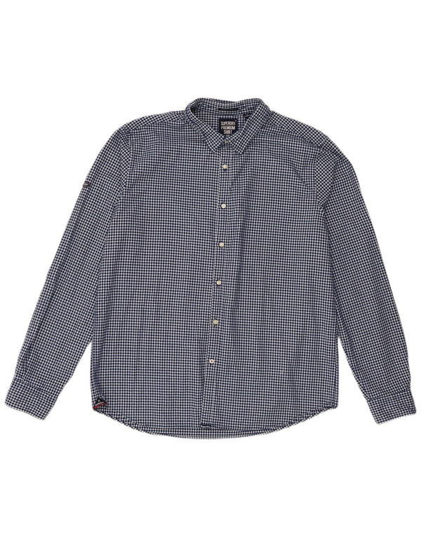 Superdry Camisa De Franela Para Hombre 3XL Azul Marino Gingham Classic