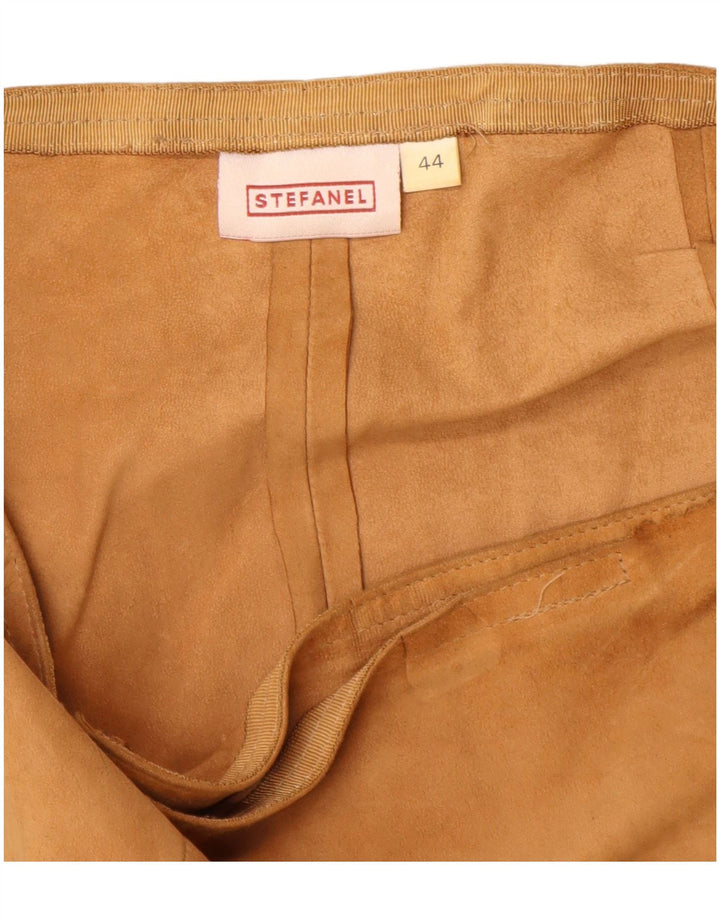 Stefanel Falda cruzada de ante para mujer IT 44 Medium W28 Cuero marrón