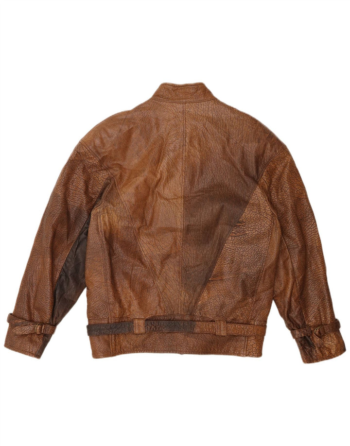 Vintage hombres bombardero chaqueta de cuero IT 48 cuero marrón medio