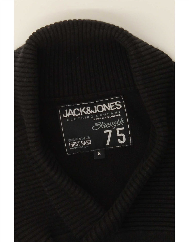 Jack & Jones Jersey con cuello tipo chal para hombre, talla pequeña, negro