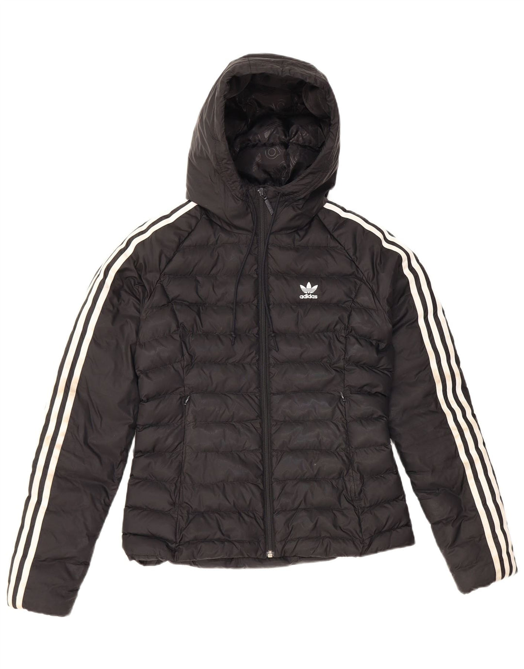 Adidas Chaqueta acolchada con capucha para mujer UK 8 Small Black Nylon