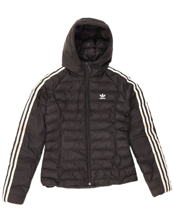 Adidas Chaqueta acolchada con capucha para mujer UK 8 Small Black Nylon