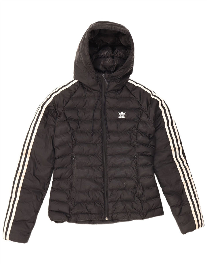 Adidas Chaqueta acolchada con capucha para mujer UK 8 Small Black Nylon