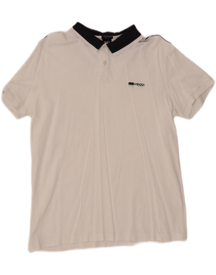 Polo HUGO BOSS de corte regular para hombre, talla grande, blanco