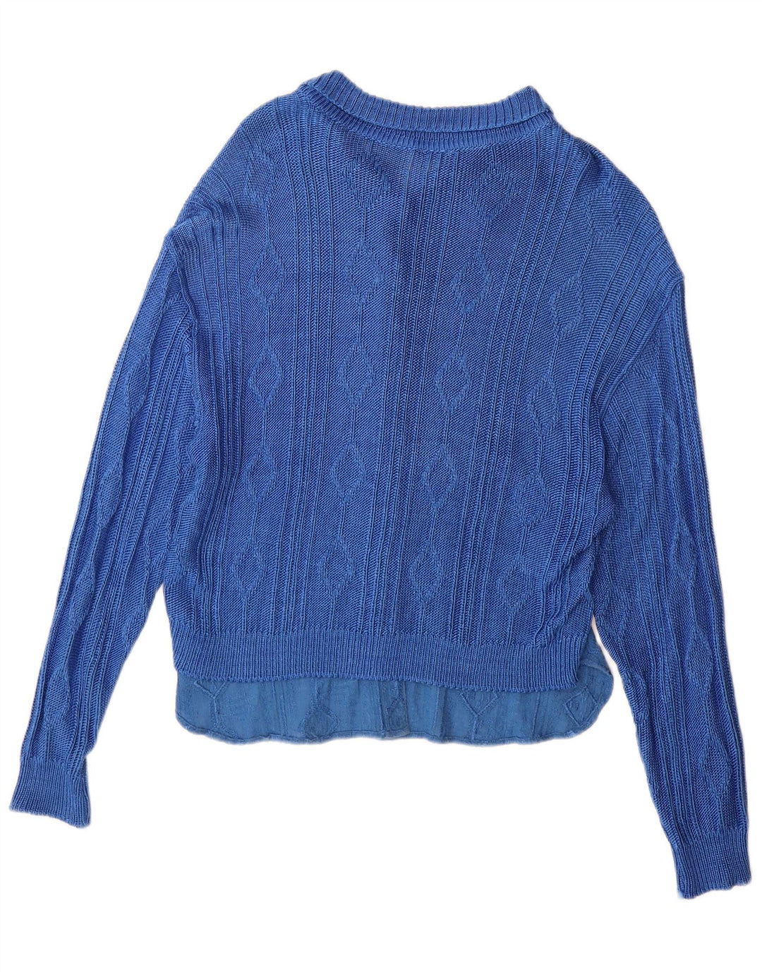 Vintage mujer Cardigan suéter IT 44 Viscosa geométrica azul medio