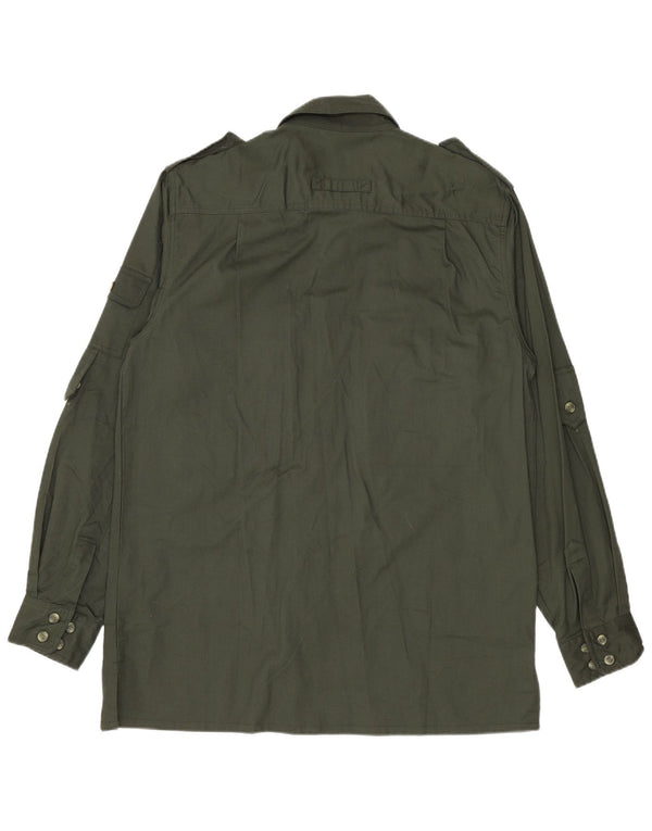 Camisa militar vintage para hombre talla 42 algodón verde grande
