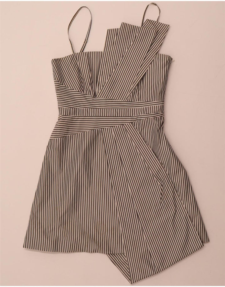 KAREN MILLEN Vestido asimétrico de corte A para mujer UK 42 Mediano Rayas negras