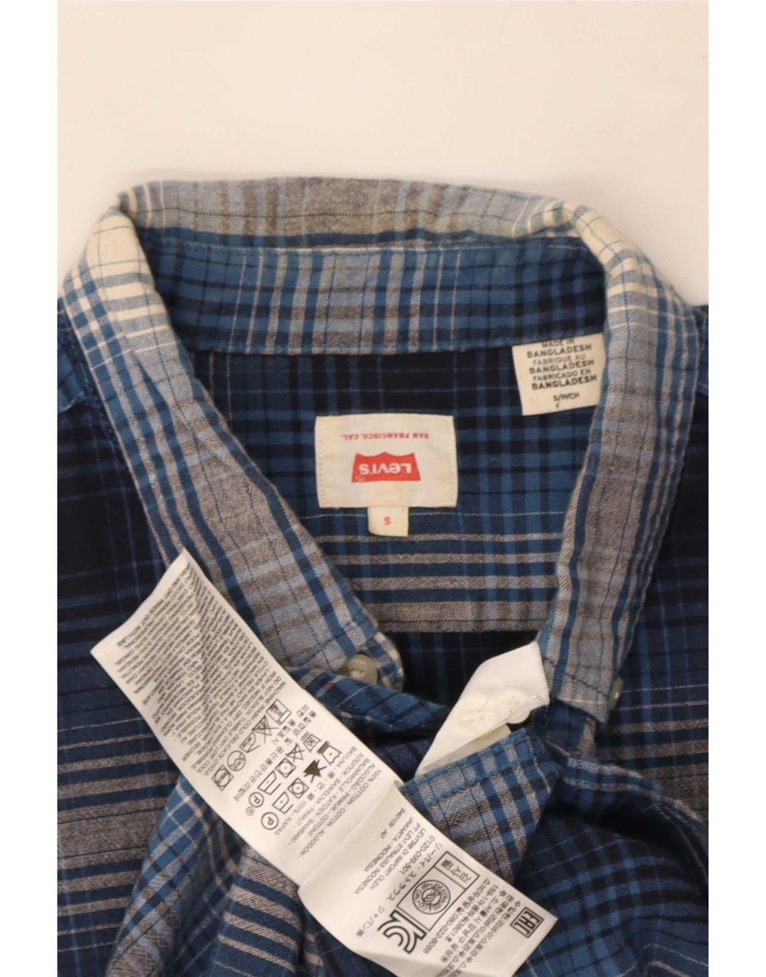 Camisa Levi's Hombre De Manga Corta De Algodón A Cuadros Azul Pequeño