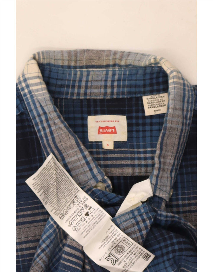 Camisa Levi's Hombre De Manga Corta De Algodón A Cuadros Azul Pequeño