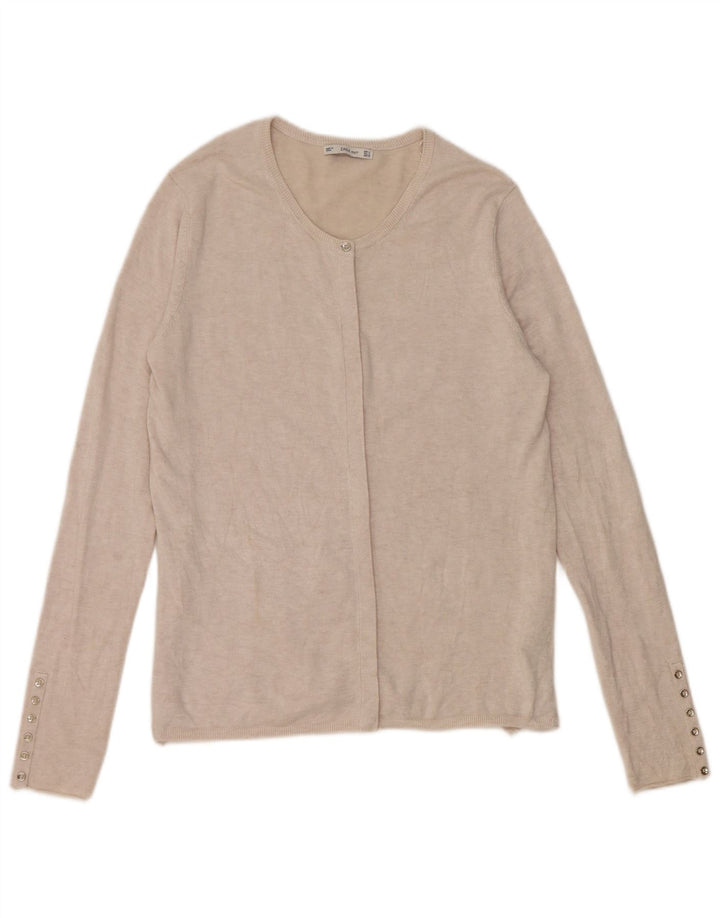 Zara Mujer Cárdigan Suéter UK 44 Grande Viscosa Beige