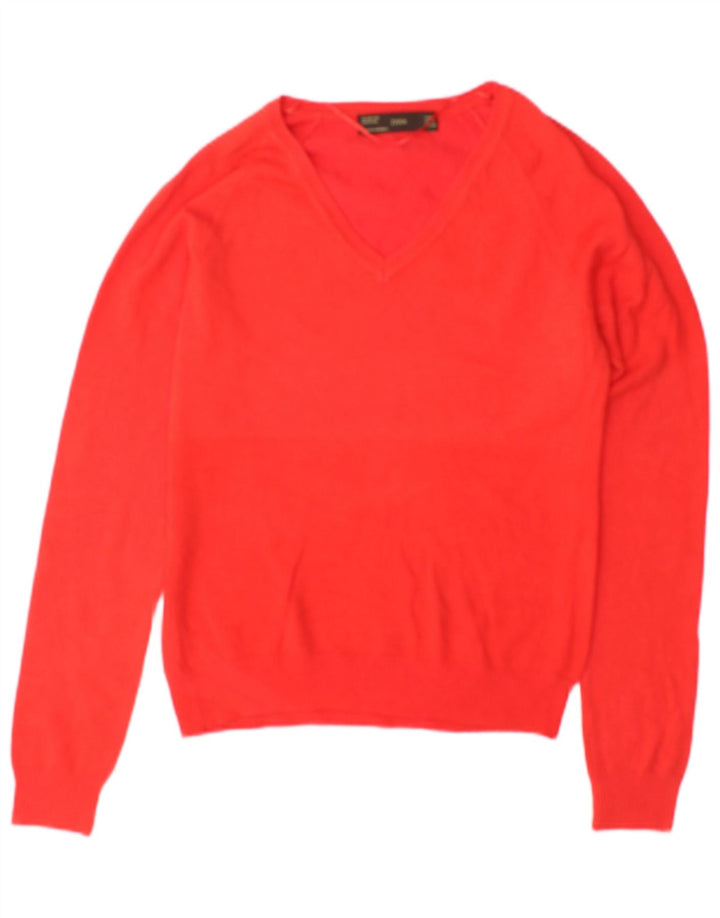 Zara - Jersey con cuello en V para mujer, talla 12, algodón rojo mediano