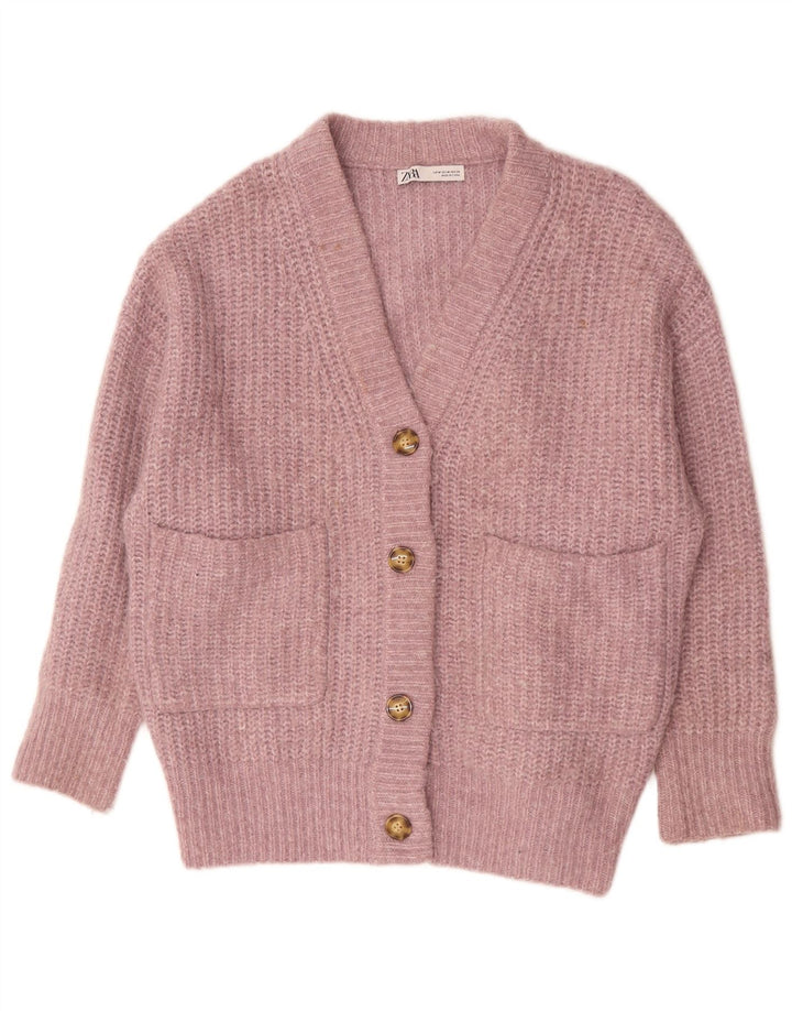 Zara Mujer Suéter Cárdigan Extragrande UK 44 Poliéster Rosa Medio