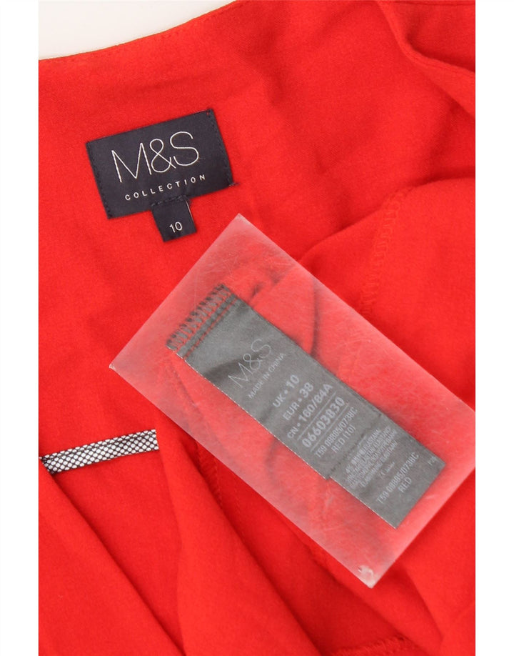 Marks & Spencer Chaqueta tipo blazer abierta para mujer UK 10 Small Red Poliéster