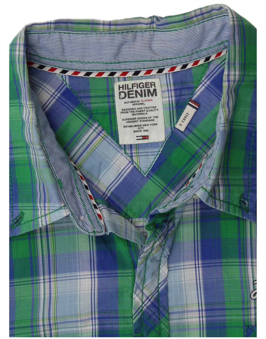 Camisa Tommy Hilfiger Hombre XL Algodón a cuadros verde
