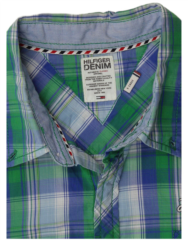 Camisa Tommy Hilfiger Hombre XL Algodón a cuadros verde