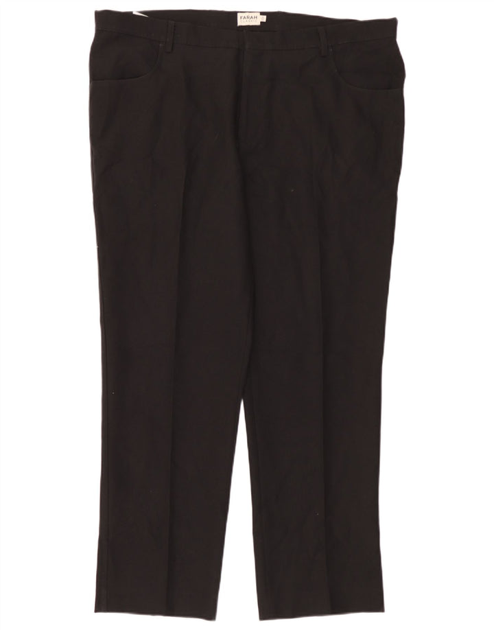 Farah Pantalones casuales de ajuste clásico para hombre W42 L29 Poliéster negro