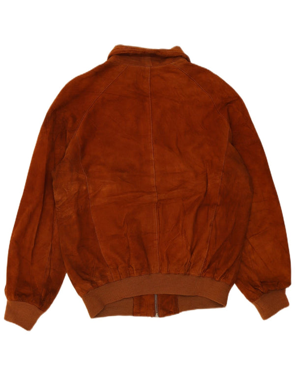 Vintage hombres ante bomber chaqueta Reino Unido 38 marrón medio