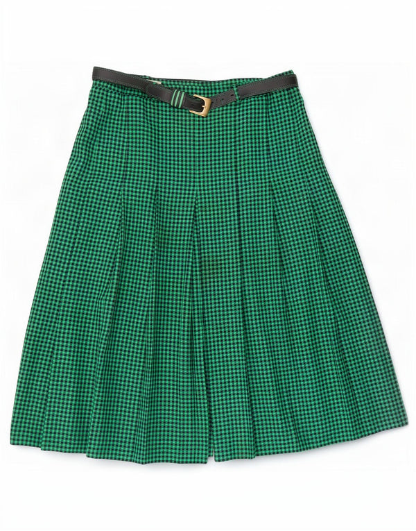 Libra Falda Plisada Cuchillo para Mujer Reino Unido 20 2XL W36 Verde Guingán Poliéster