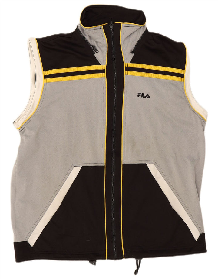Fila Hombre Sin Mangas Chándal Top Chaqueta Grande Gris Colorblock Poliéster