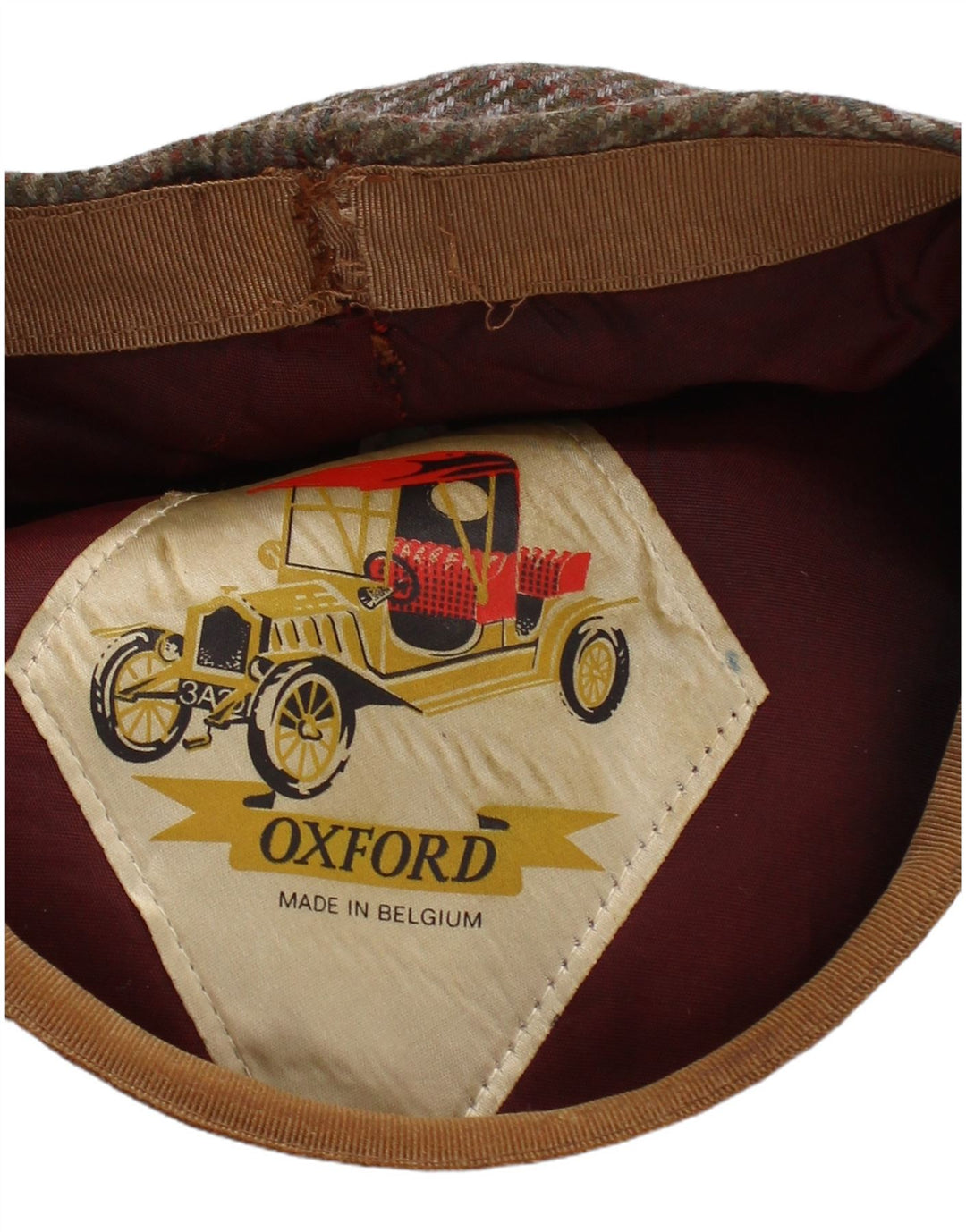 VINTAGE Mens Oxford Flat Cap Small Brown Houndstooth Classic