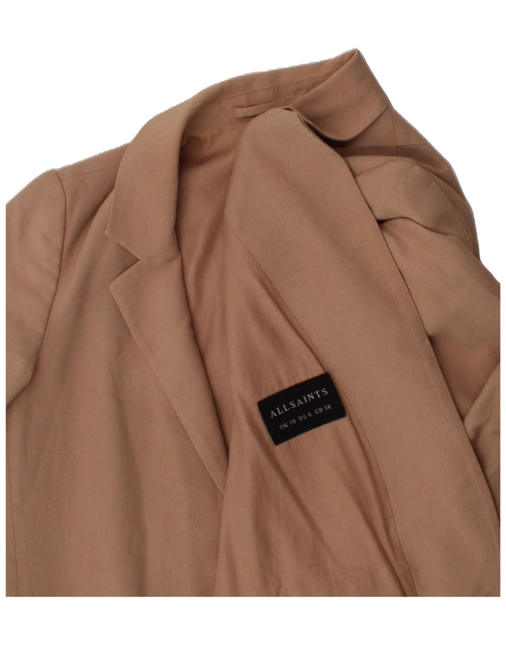 ALL SAINTS Womens Open Blazer Jacket UK 10 Small Beige Viscose Vintage All Saints and Second-Hand All Saints from Messina Hembry 