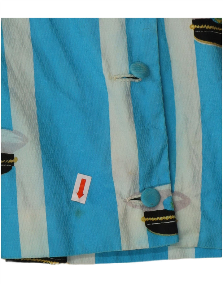 VINTAGE Blusa camisa sin mangas para mujer Reino Unido 16 Rayas azules grandes