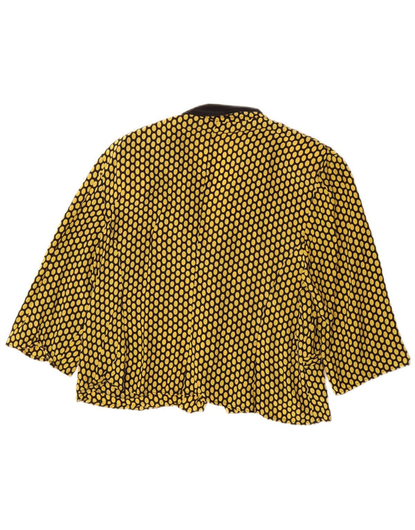Blusa camisera para mujer Marika Blu IT 48 XL Seda de lunares amarillos