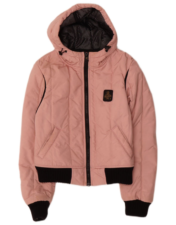 Refrigiwear Chaqueta bomber corta con capucha para mujer UK 12 Medium Pink Nylon