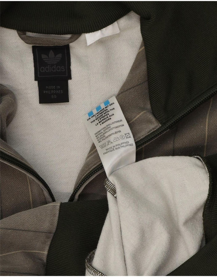 Adidas Hombre Chándal Top Chaqueta IT 50 Algodón Gris Medio A Rayas