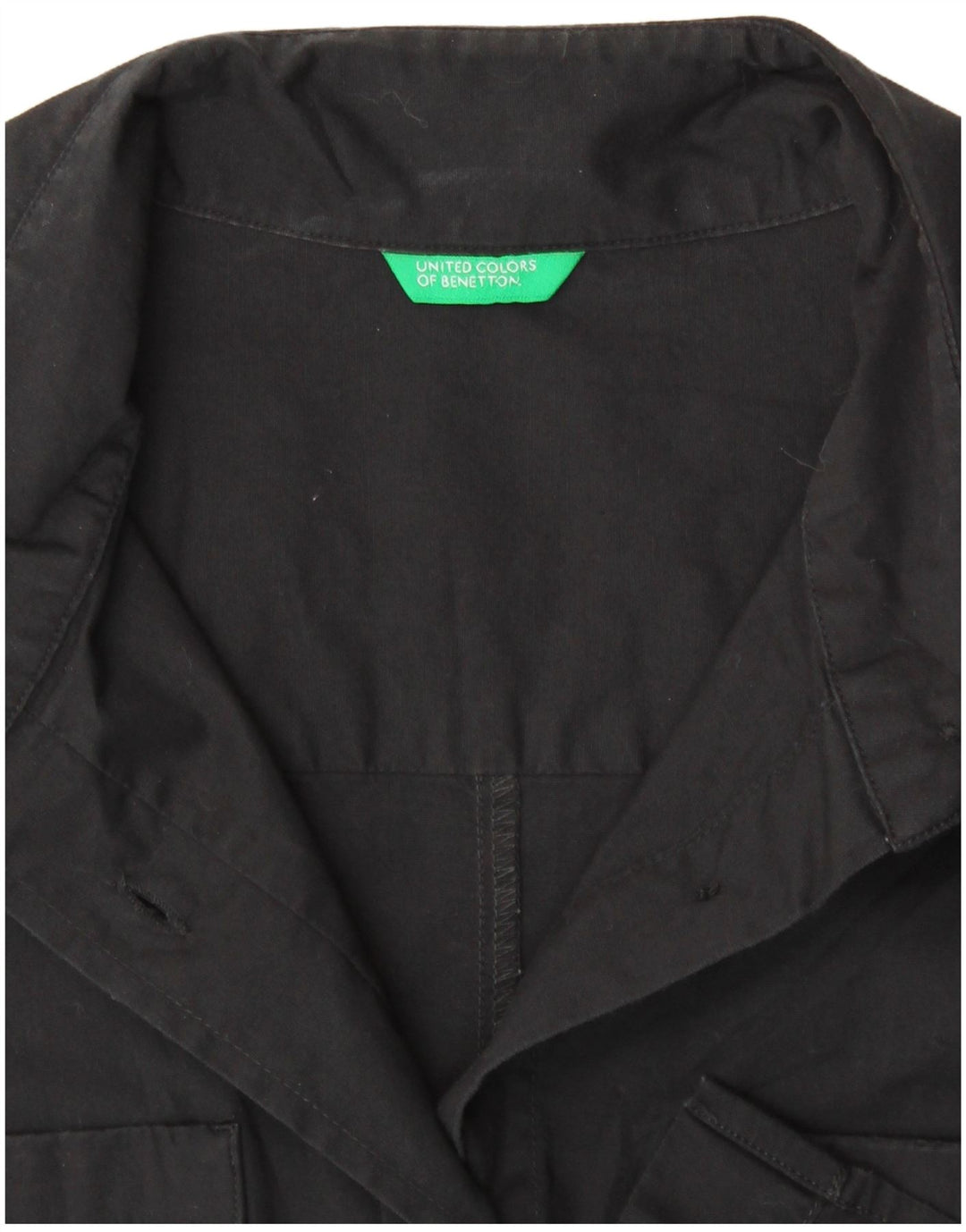 BENETTON Camisa de manga corta para mujer UK 42 Mediana Negro