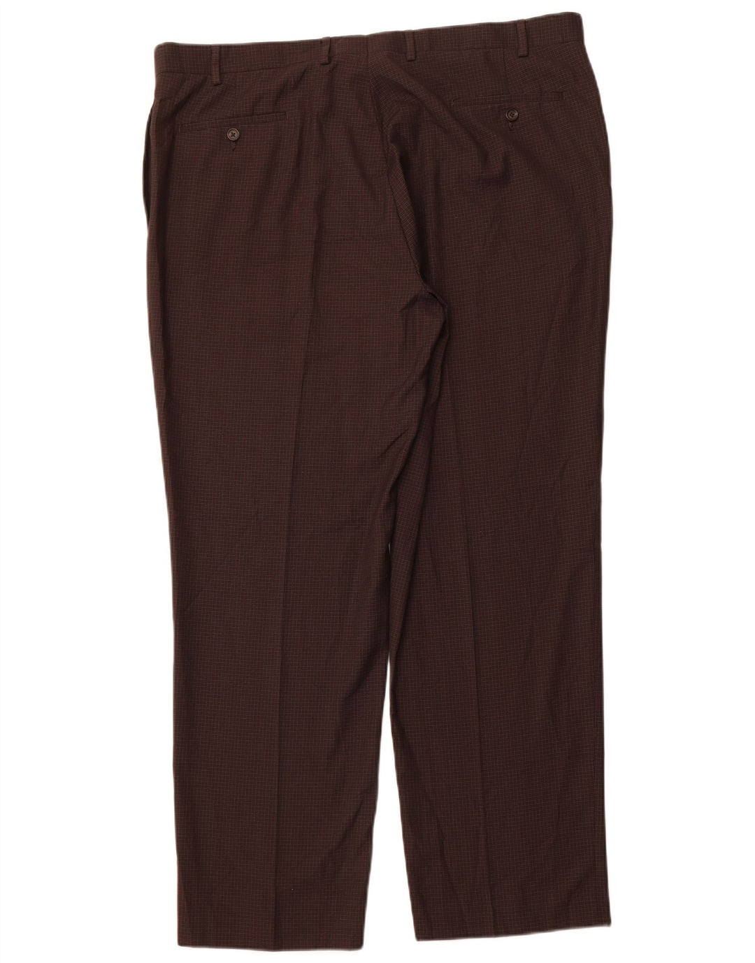 Ralph Lauren Pantalón de traje recto para hombre W42 L32 Poliéster a cuadros marrón