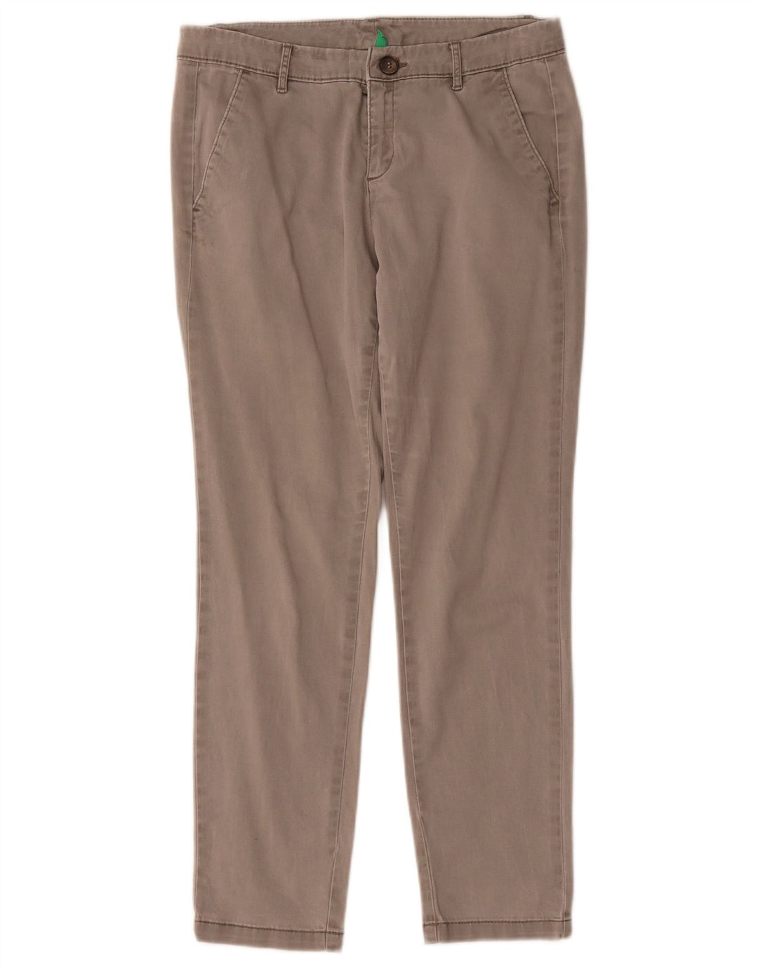 Benetton Pantalón Chino Recto Mujer W30 L27 Gris