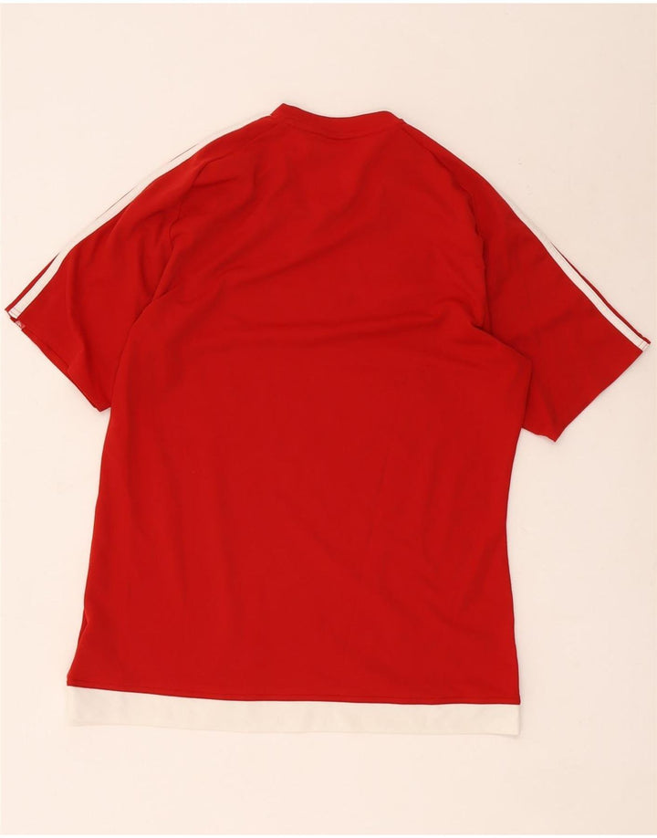 Adidas Hombre Climalite Camiseta Top Medio Rojo Colorblock Poliéster