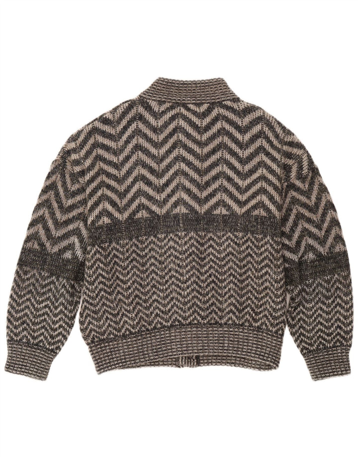 Vintage hombres Cardigan suéter XL gris Chevron