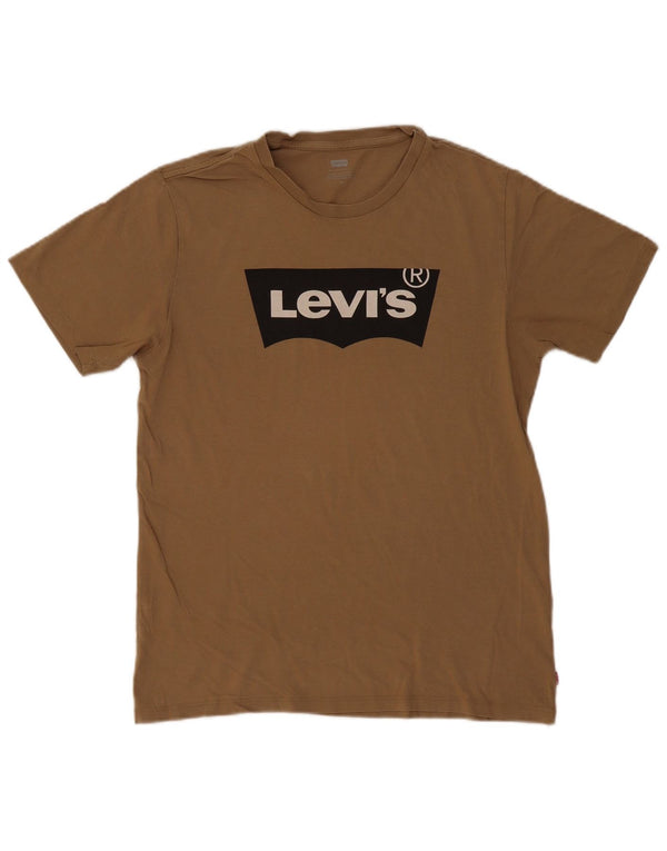 Levi's Hombre Camiseta Gráfica Top Algodón Beige Medio