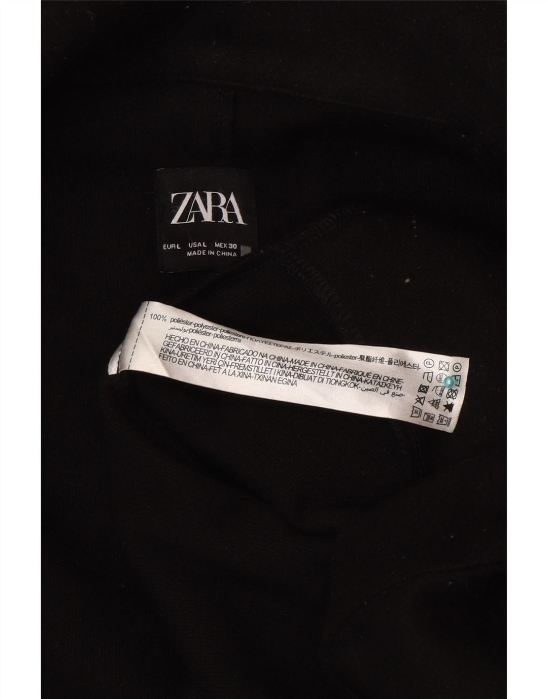 Zara Mujer Abrigo Abierto UK 46 Grande Poliéster Negro