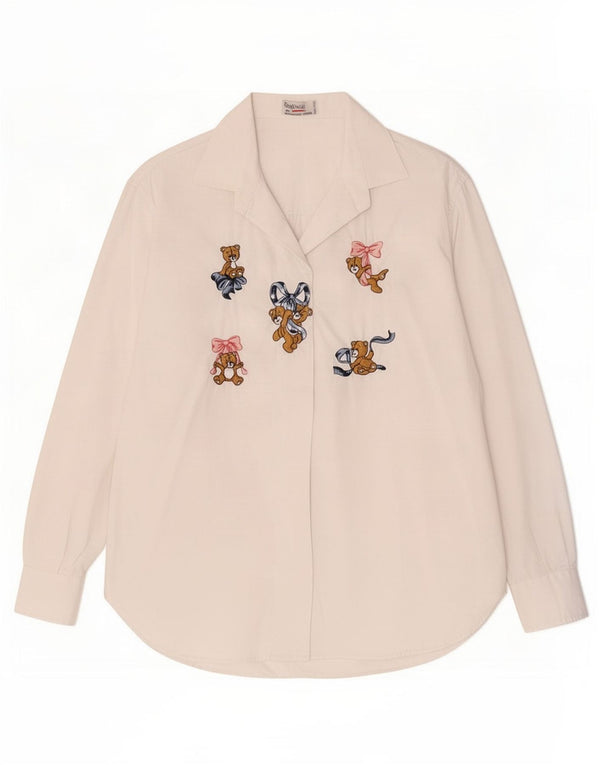 Emmanuel Schvili Camisa con gráfico de osito de peluche para mujer Reino Unido 46 Grande Blanco