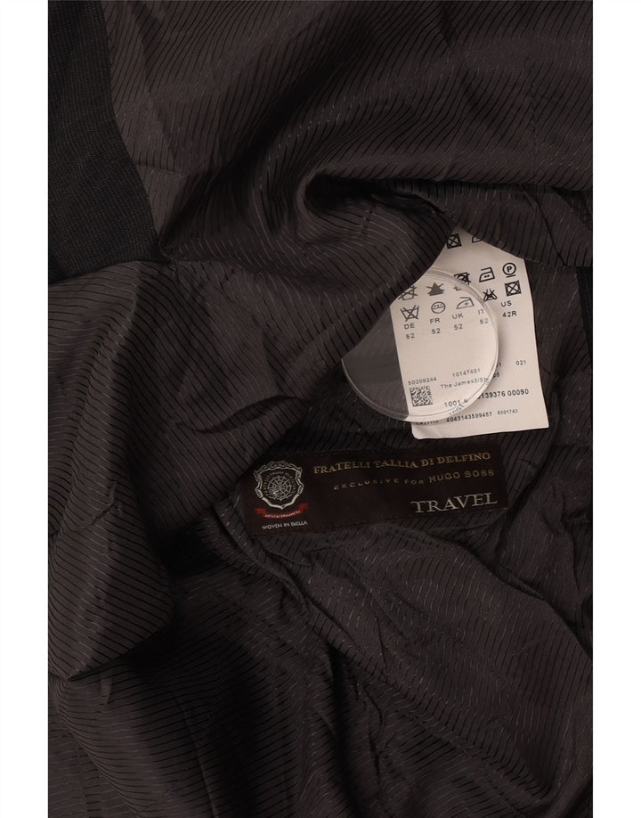 Hugo Boss Chaqueta blazer de 2 botones para hombre IT 52 XL Lana virgen gris
