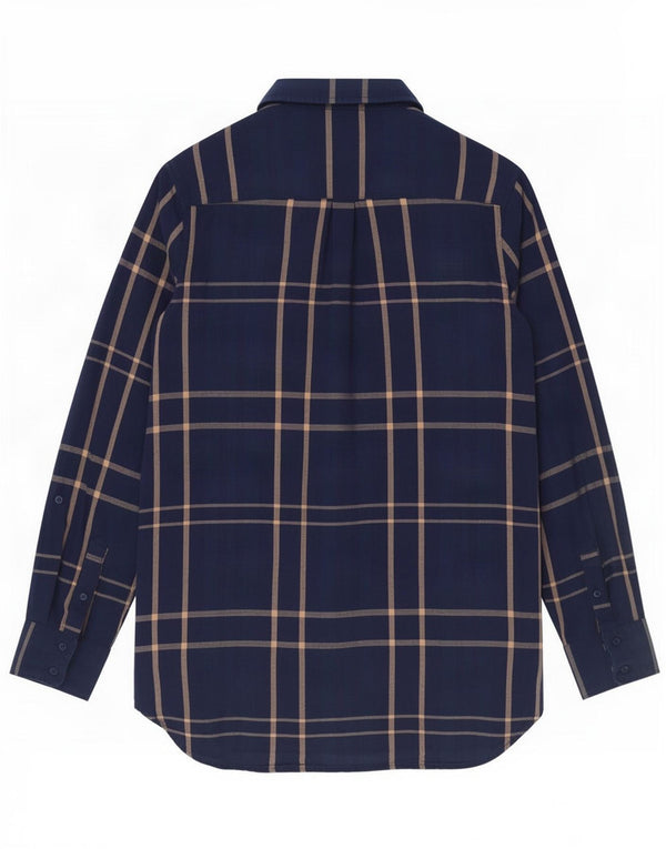 Camisa de mujer Fat Face UK 44 Grande Azul marino Cuadros Algodón