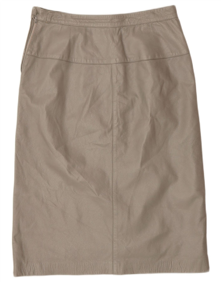 VINTAGE Falda de cuero para mujer IT 42 Mediana W28 Gris
