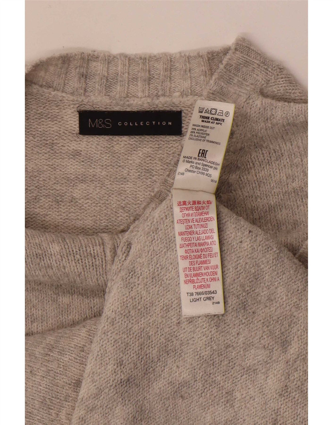Marks & Spencer Suéter de cuello redondo para mujer UK 44 Acrílico gris medio