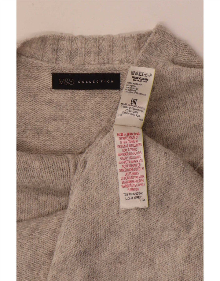 Marks & Spencer Suéter de cuello redondo para mujer UK 44 Acrílico gris medio